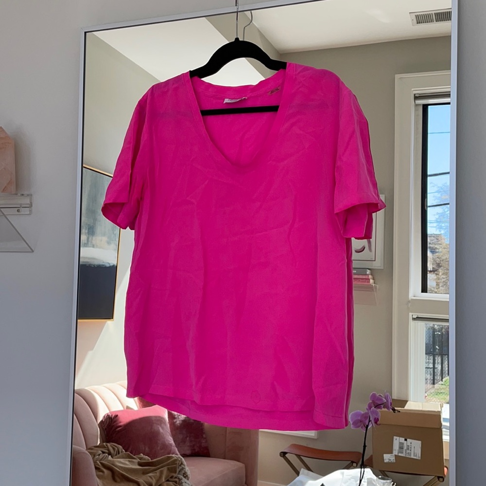 100% silk hot pink shirt
